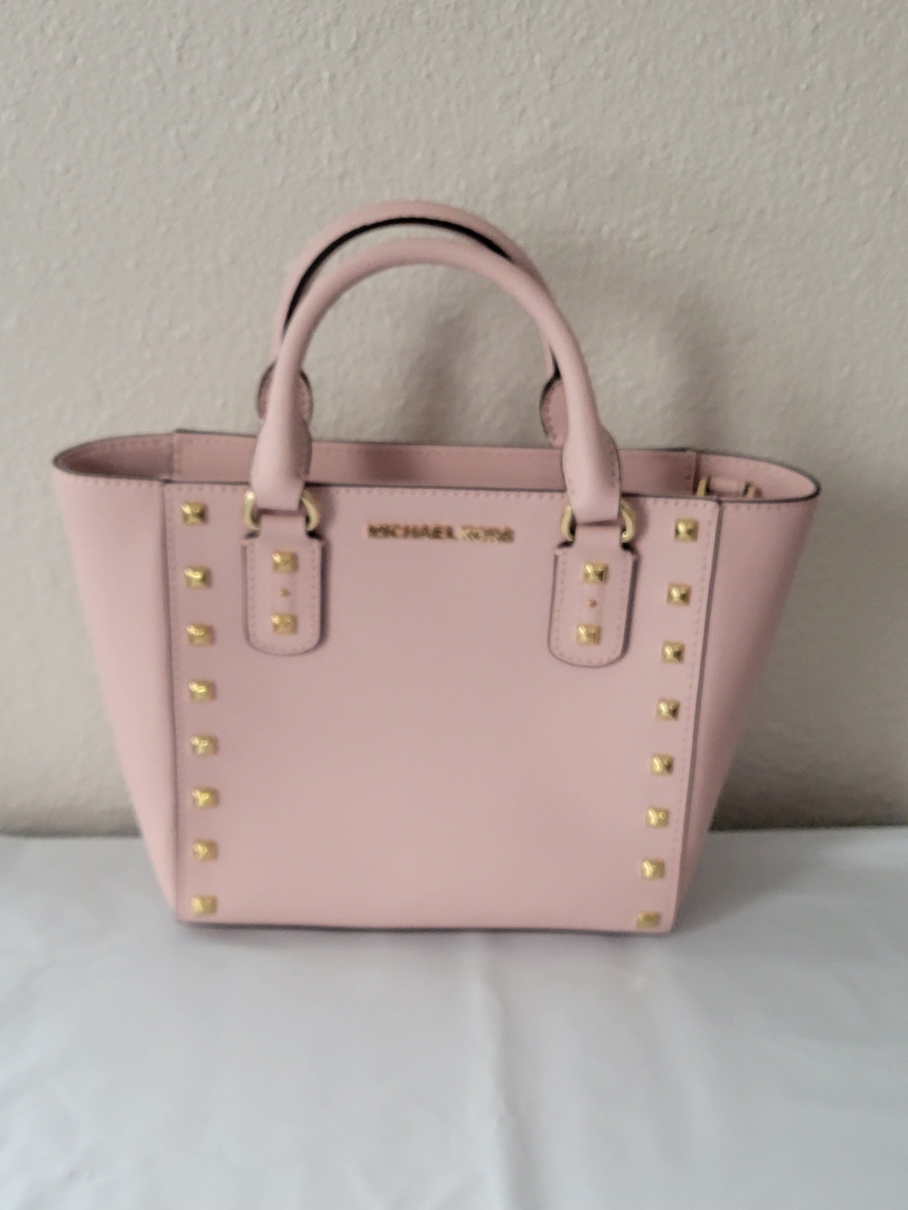 Brand New Michael Kors Pink Studded Leather Tote